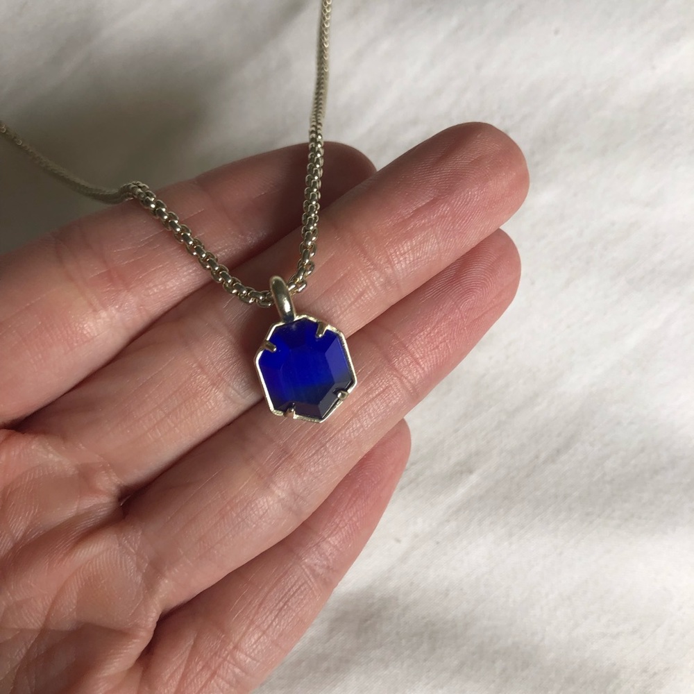 Kendra Scott Long Necklace with Sapphire Blue Pendant